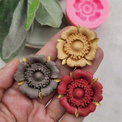 Resin Poppy Flower Pendant Silicone Mould Polymer Clay Earring Making Tools