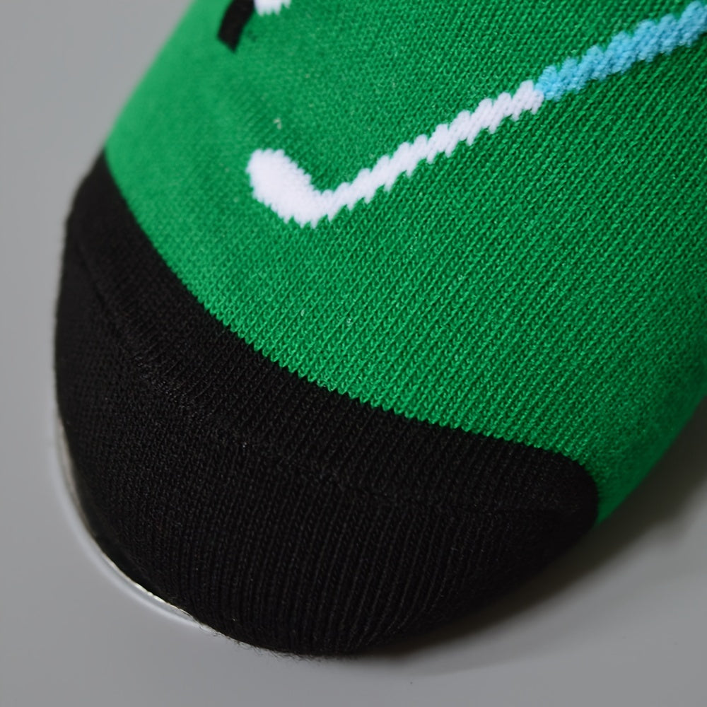Men's Novelty Golf Graphic Mid Crew Socks, Non Slip Bottom, Autumn Winter Wear