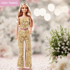 Doll Sequin Set with Clothes, Earrings, Shoes, Bangle