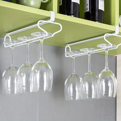 Iron Wall Mount Wine Glass Hanging Holder Goblet Stemware Storage Organizer Rack