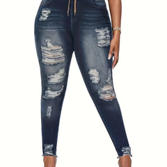 Casual Skinny Jeans Women's Ripped High Rise Stretch Jeans