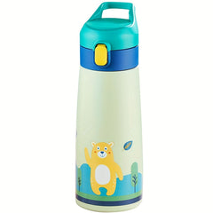 Portable Insulated Stainless Steel Straw Cup with Cartoon Pattern