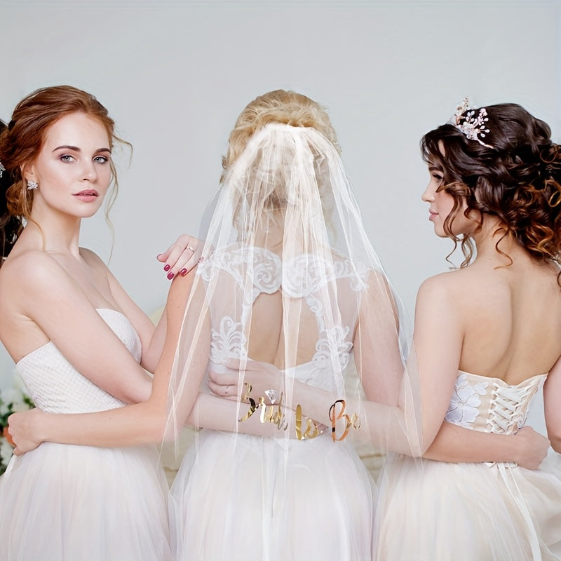 Bride to Be Single Layer Lace Bridal Veil Headpiece