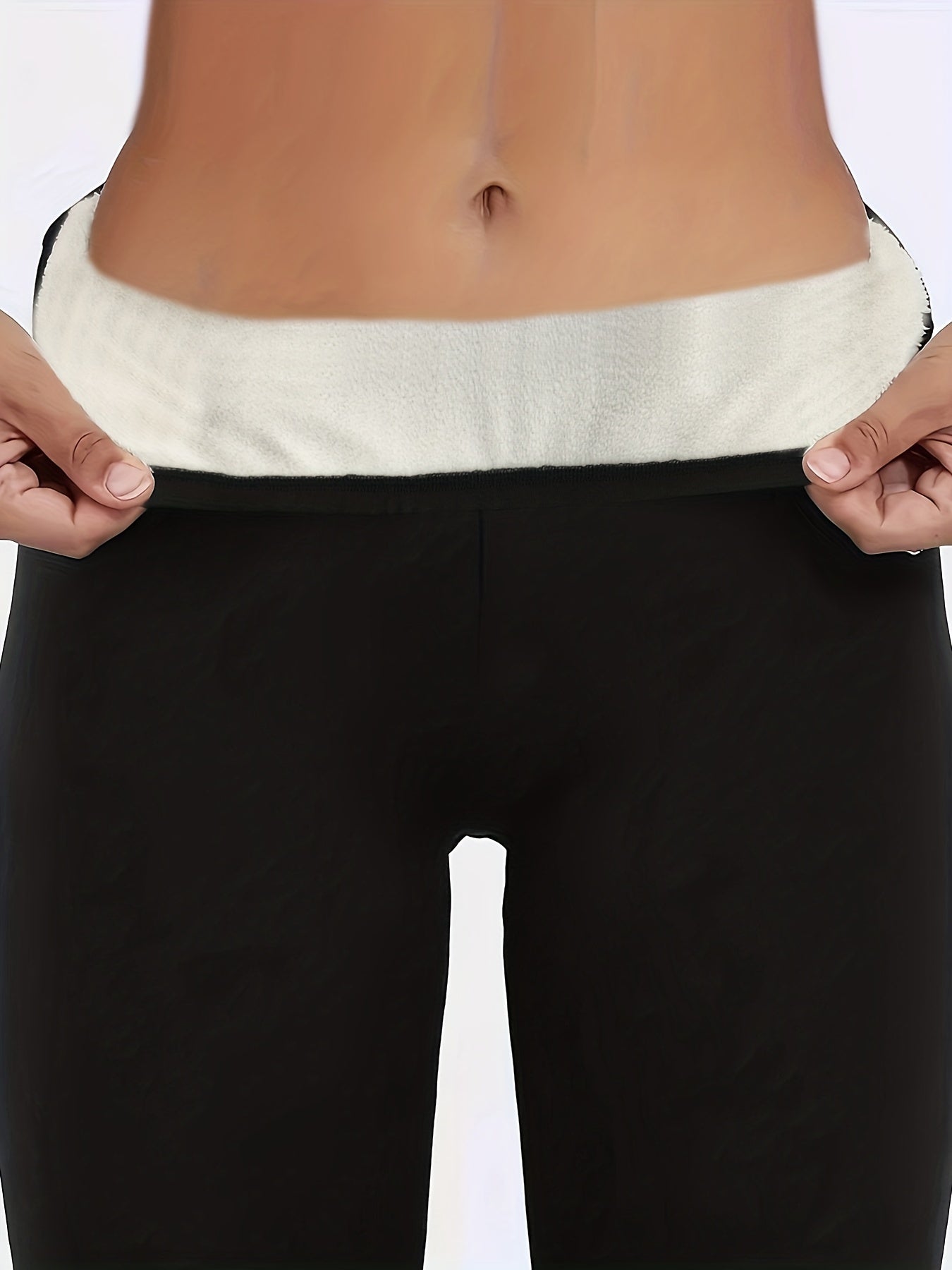 Sports Leggings Women's Plus Solid Fleece High Rise Skinny Leggings