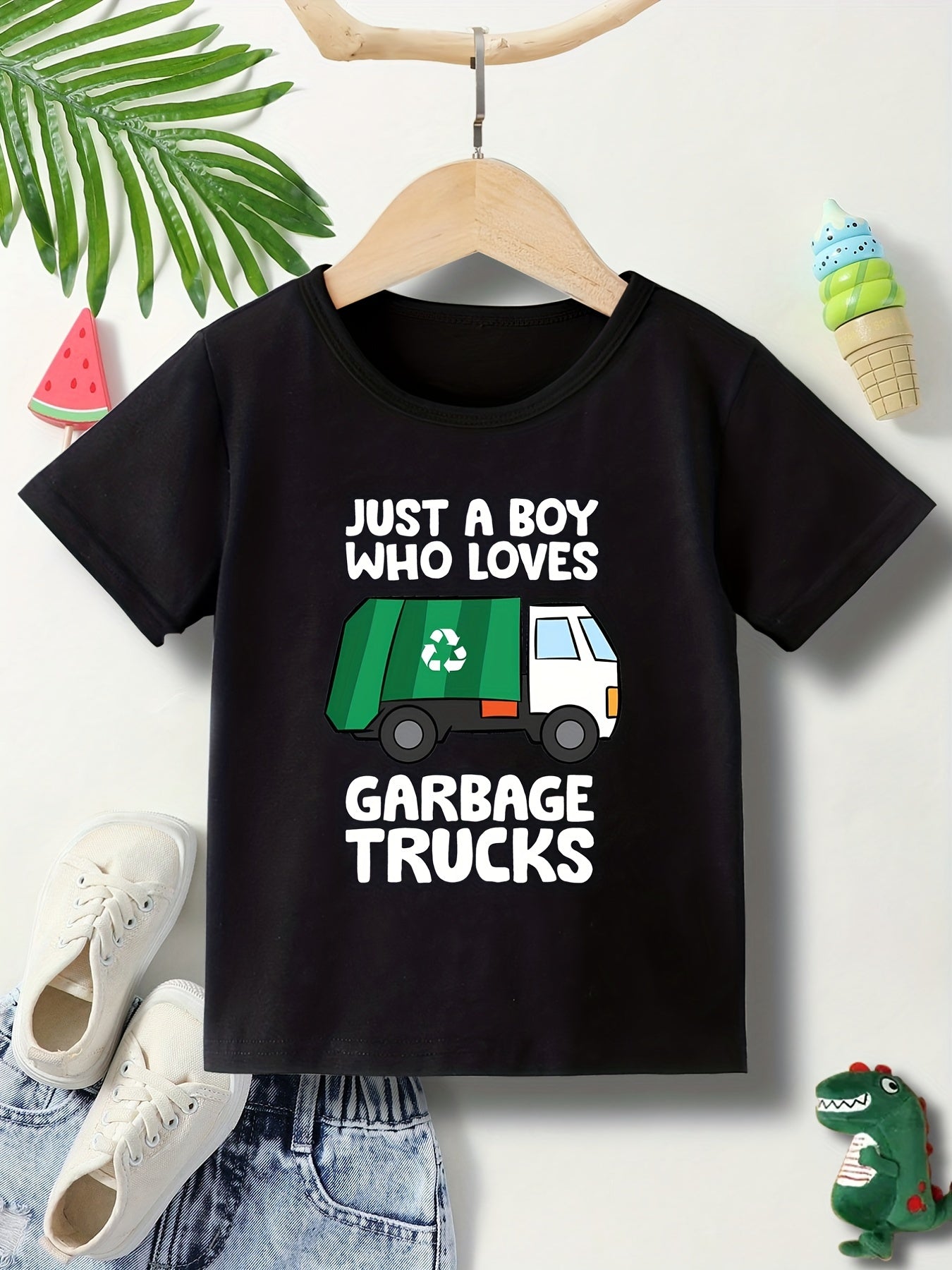 Garbage Truck Lover Tee Boys Short Sleeve T-Shirt Casual Summer Wear Kids Clothe