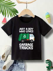 Garbage Truck Lover Tee Boys Short Sleeve T-Shirt Casual Summer Wear Kids Clothe