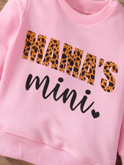 Girls Alphabet Printed Sweatshirt Round Neck Pullover