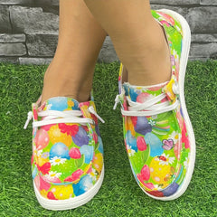 Colorful Egg & Floral Easter Skateboard Shoes Lightweight Running Shoes
