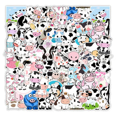 50pcs Cow Doodle Stickers for Luggage Helmet Laptop Skateboard DIY Waterproof