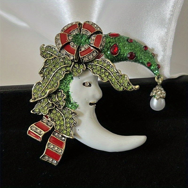 Romantic Flower Moon Brooch for Women Men Unisex Beauty Luxurty Moon Pin