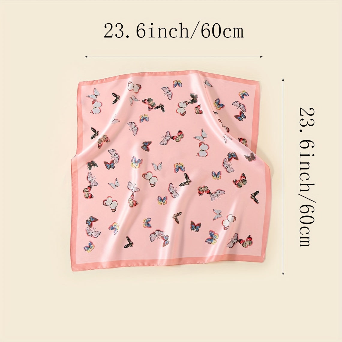 Butterfly Print Square Scarf Bandana Neckerchief Women Head Wrap