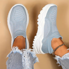 Women's Light Running Shoes Textured Sports Shoes Breathable Slip-on Sneakers
