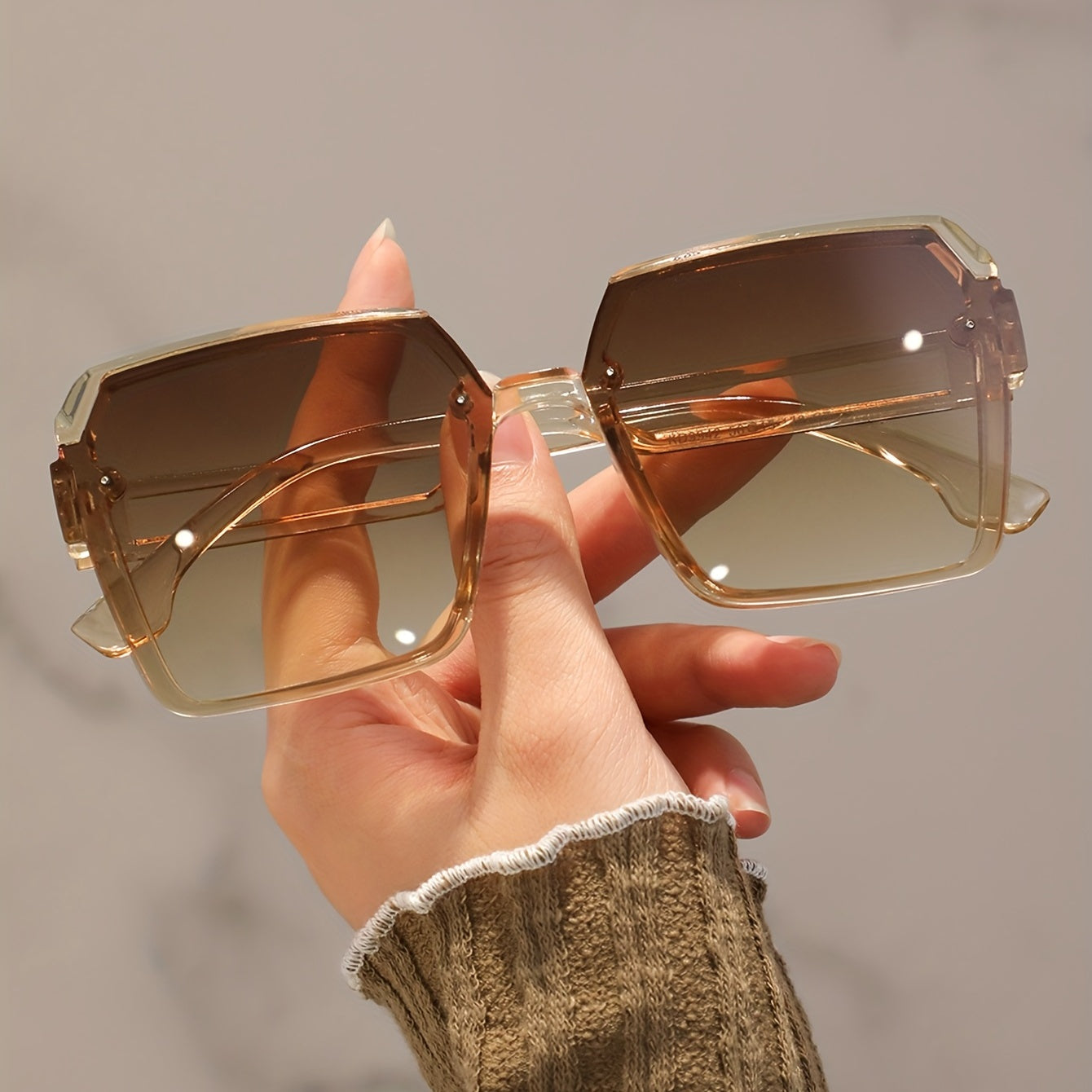 Y2K Large Square Sunglasses Hiphop Gradient Jelly Anti Glare Beach Travel UV400