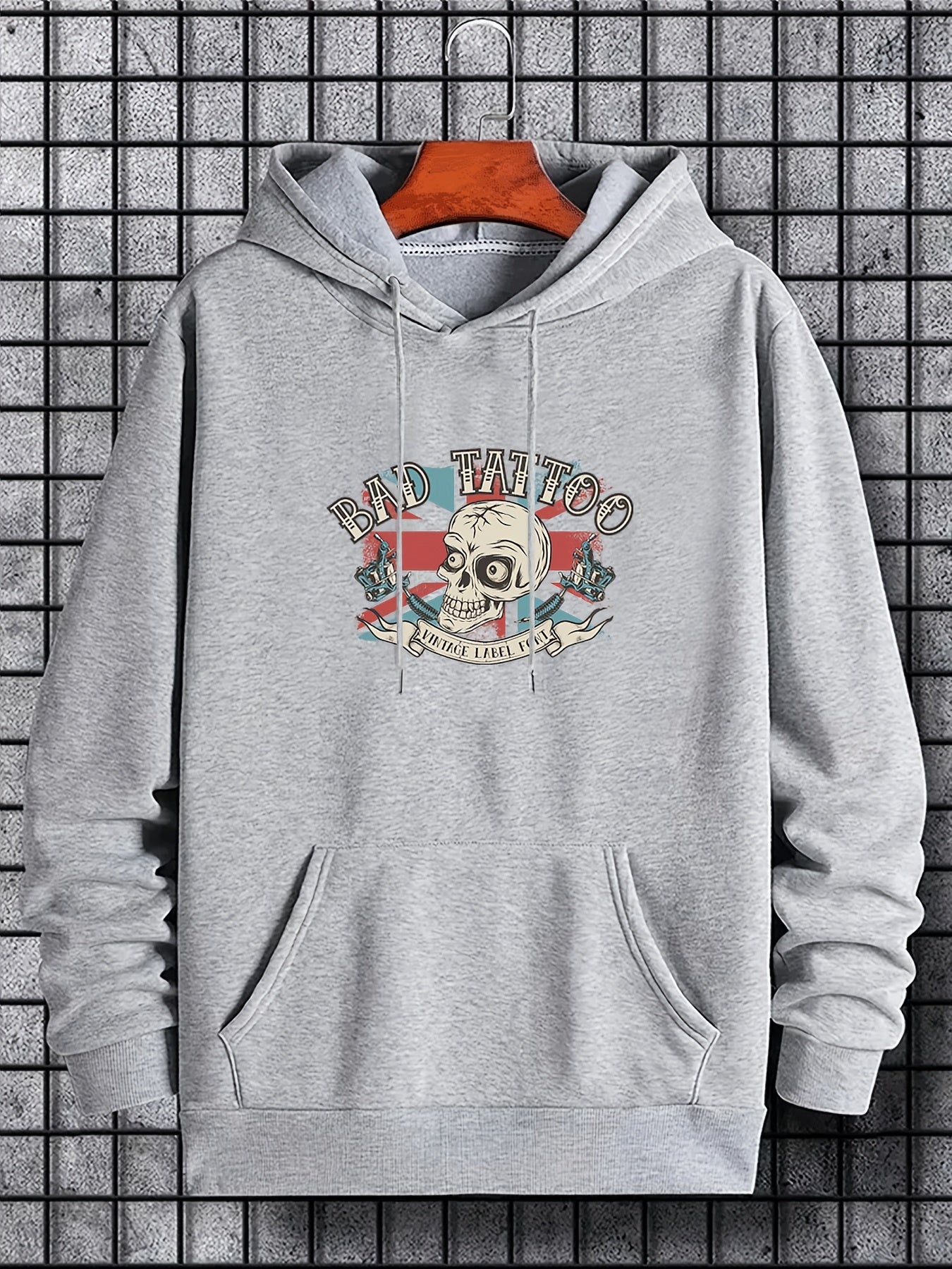 Men's Graphic Print Hoodie with Kangaroo Pocket