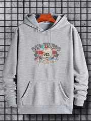 Men's Graphic Print Hoodie with Kangaroo Pocket