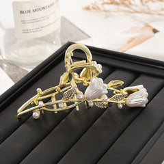 Flower Metal Golden Hair Claw Clip Non Slip Strong Hold Grip Hair Jaw Clip