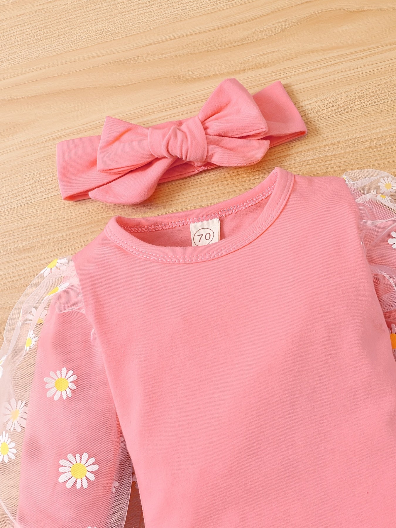 Daisy Mesh Lace Romper Pants Headband Set Newborn Baby Clothes