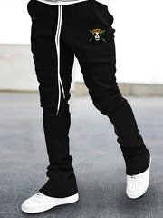 Skull Pattern Flared Trousers Men's Street Style Joggers
