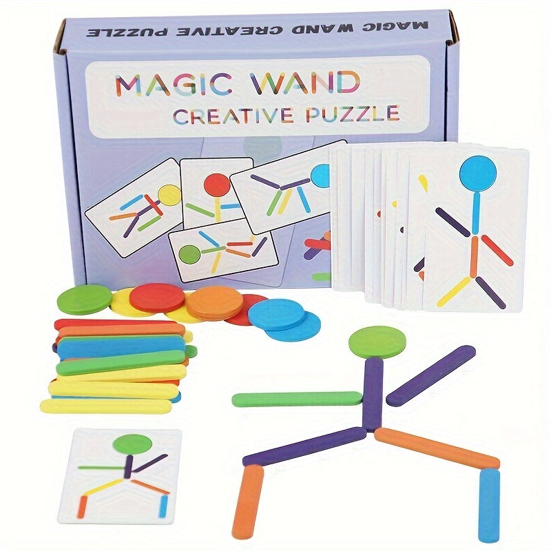 Colorful Wooden Puzzle Game for Brain Teasers & Education Play