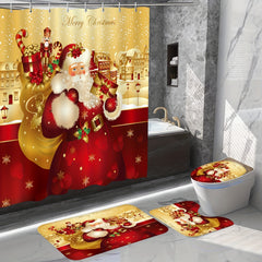 Santa Claus Shower Curtain Set Christmas Decorations