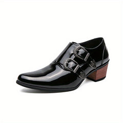 Men's Pointed Toe High Heel Double Monk Formal Shoes