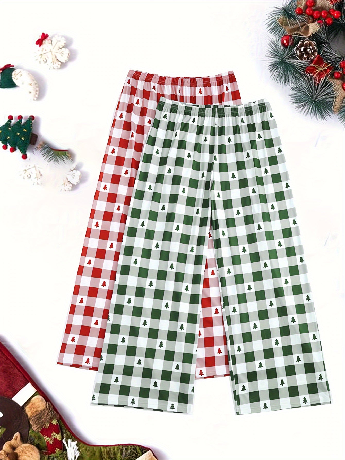 2 Pack Women's Plus Size Christmas Sleepwear Bottoms Set