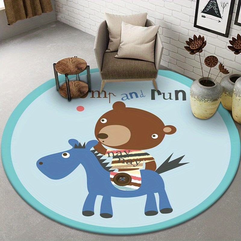Non Slip Cartoon Round Carpet for Safe Baby Crawling
