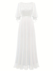 Lace Aline Bridesmaid Dress Crew Neck For Wedding Party