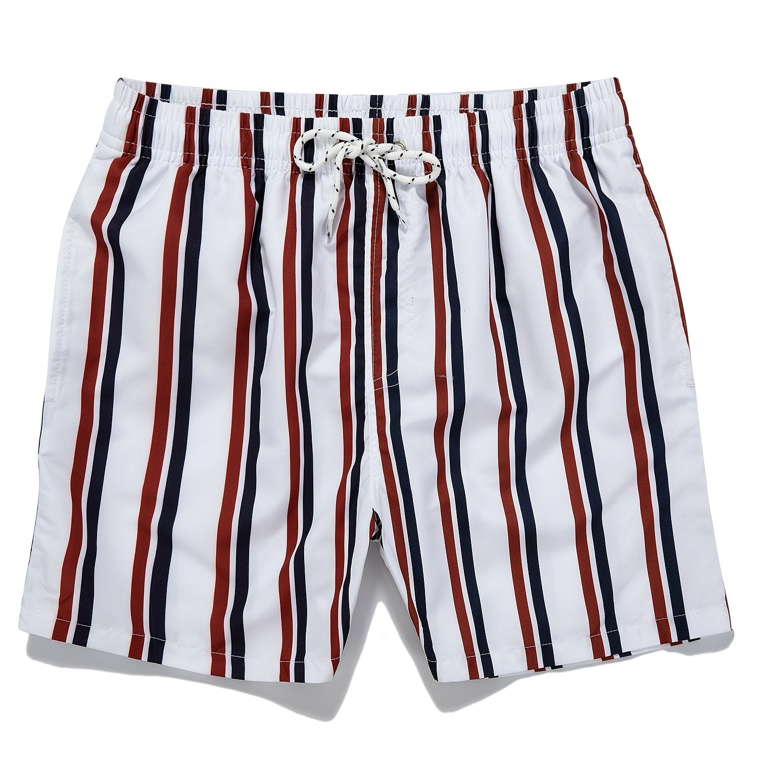 Vertical Stripes Men s Quick Dry Hawaiian Board Shorts With Pockets