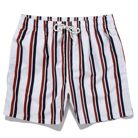 Vertical Stripes Men s Quick Dry Hawaiian Board Shorts With Pockets