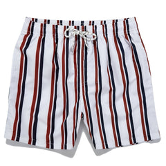 Vertical Stripes Men s Quick Dry Hawaiian Board Shorts With Pockets