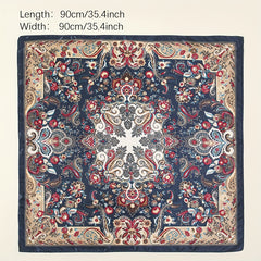 Boho Paisley Print Bandana Vintage Flower Pattern Satin Shawl Silk Square Scarf