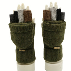 Warm Wool Knit Fingerless Gloves for Men and Women