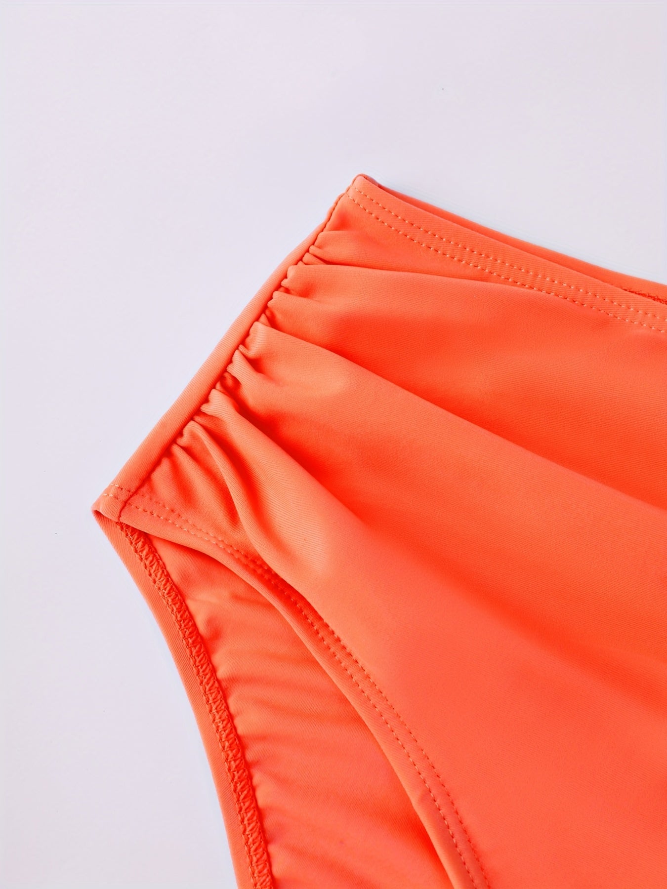 Orange High Stretch Bikini Bottom Ruched Sexy Style High Cut Beachwear Bottom