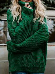 Casual Turtleneck Sweater Long Sleeve Solid Knit