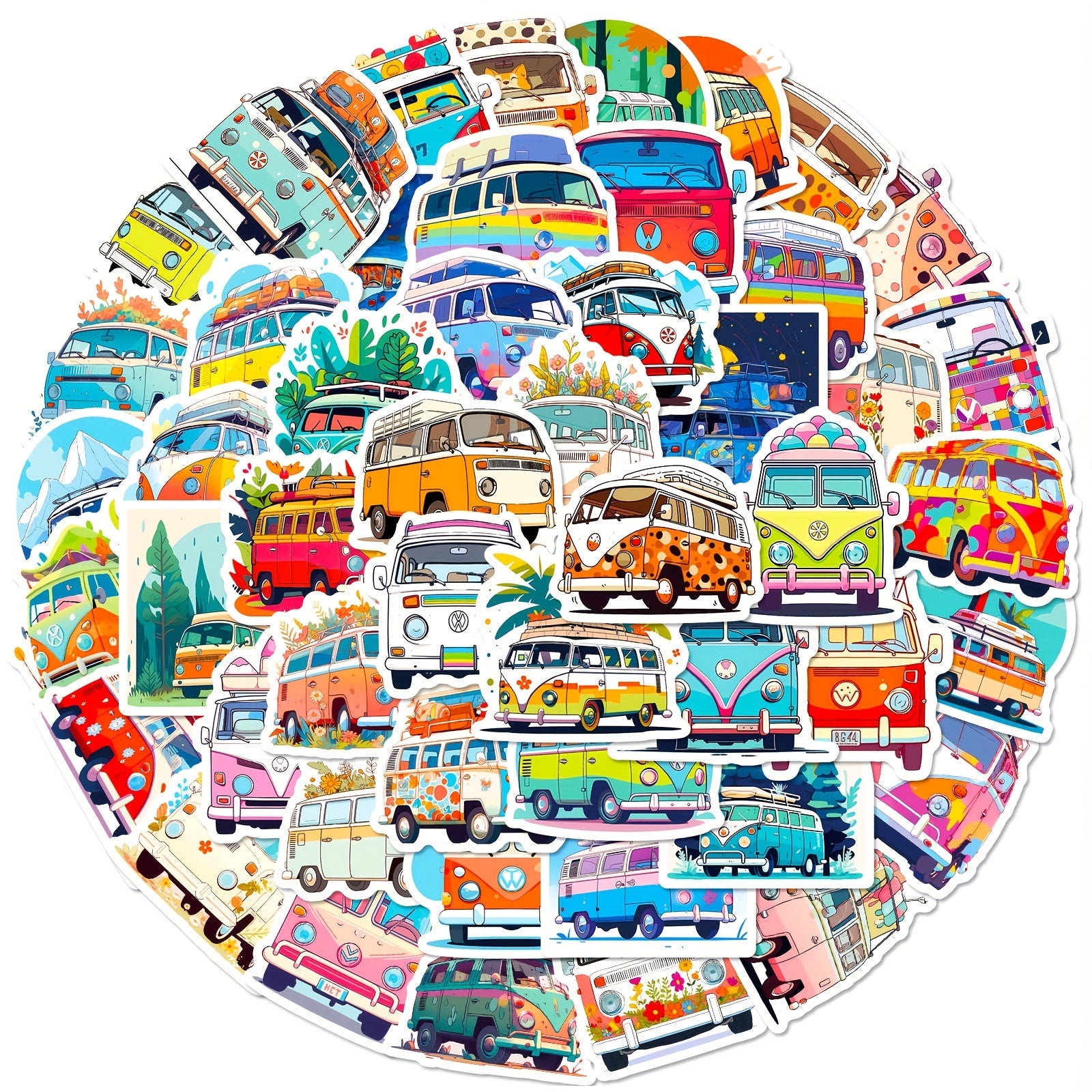50pcs Cartoon Bus Stickers Graffiti Decoration Stickers