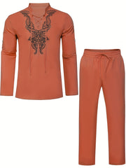Boho Style Embroidery Men's 2-Piece Outfits Set