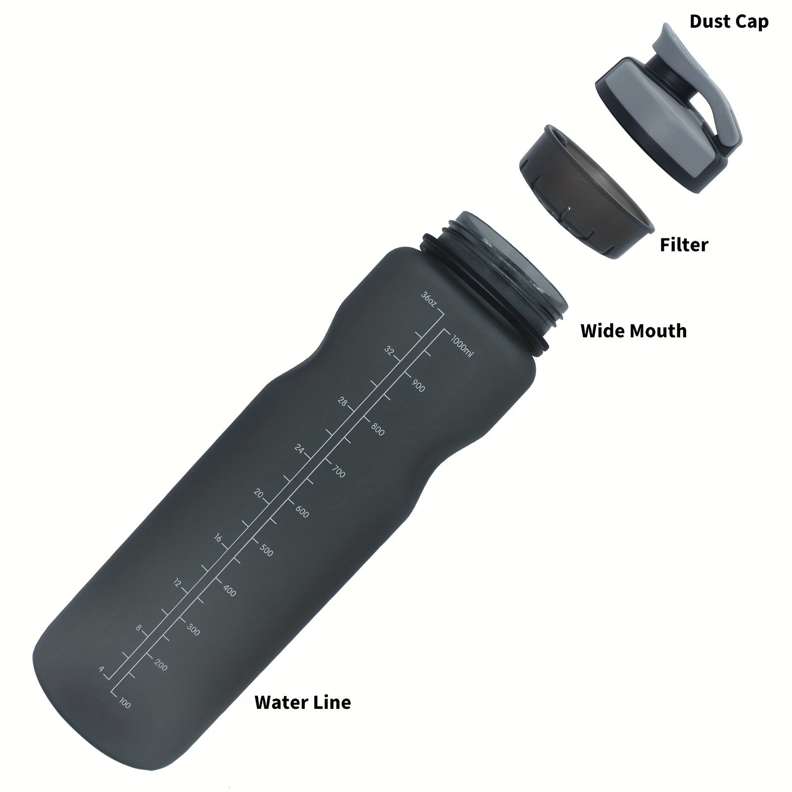 1000ml Leak Proof Water Bottle with Slogan Graphic
