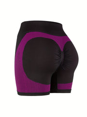 Seamless Block Jacquard Yoga Shorts High Waist Running Peach Hip Fitness