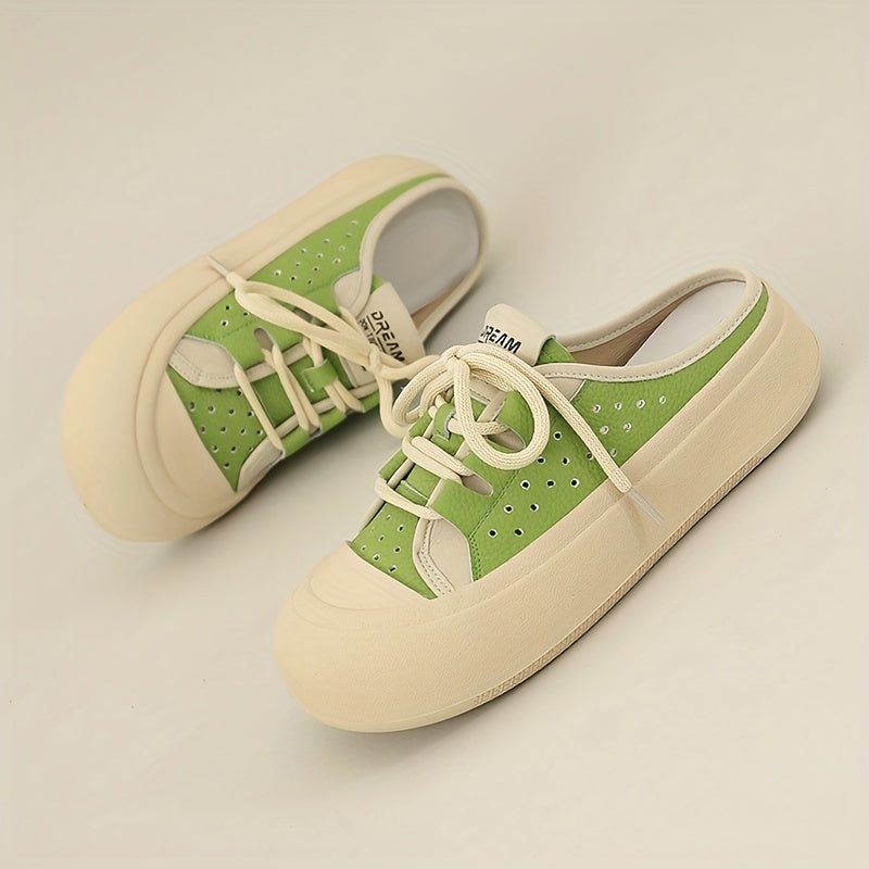 Women's Lace-up Mules Sneakers Retro Lightweight Walking Shoes
