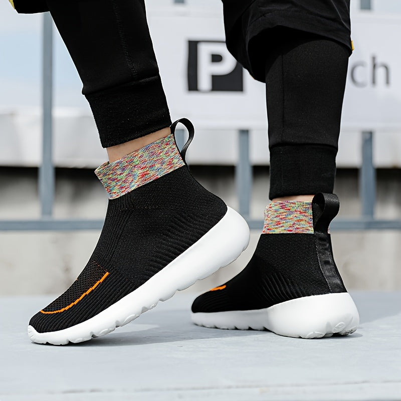 Men's Woven Knit Breathable Sneakers Non Slip Soft Sole Shoes