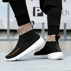 Men's Woven Knit Breathable Sneakers Non Slip Soft Sole Shoes