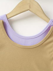 Girls Casual Sports Tank Top And Shorts Set