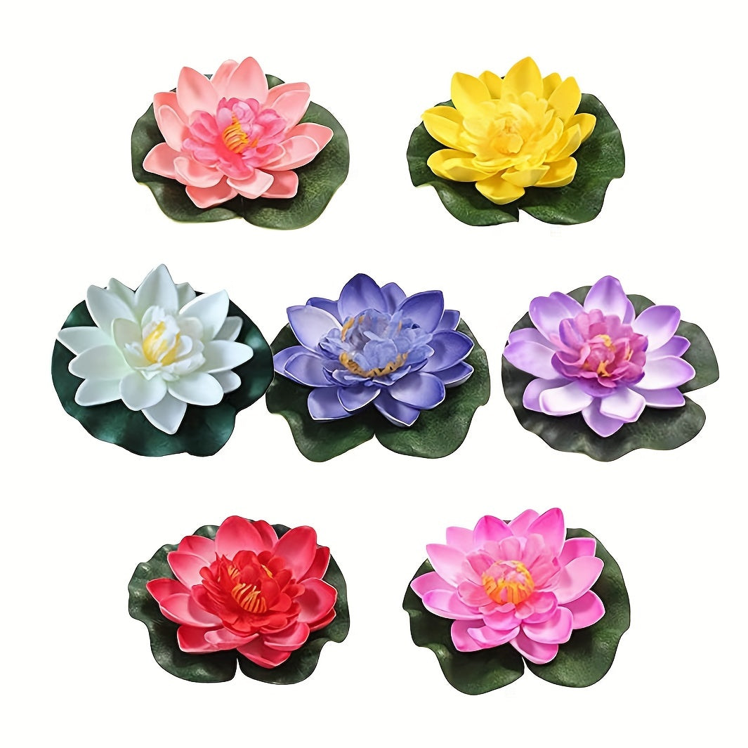 7pcs Pond Rose Sleeping Lotus Artificial Floating Water Lotus