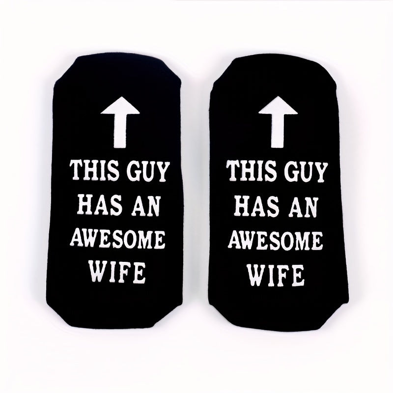 2 Pairs Non Slip Socks Awesome Wife Crew Socks