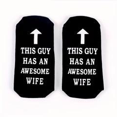 2 Pairs Non Slip Socks Awesome Wife Crew Socks