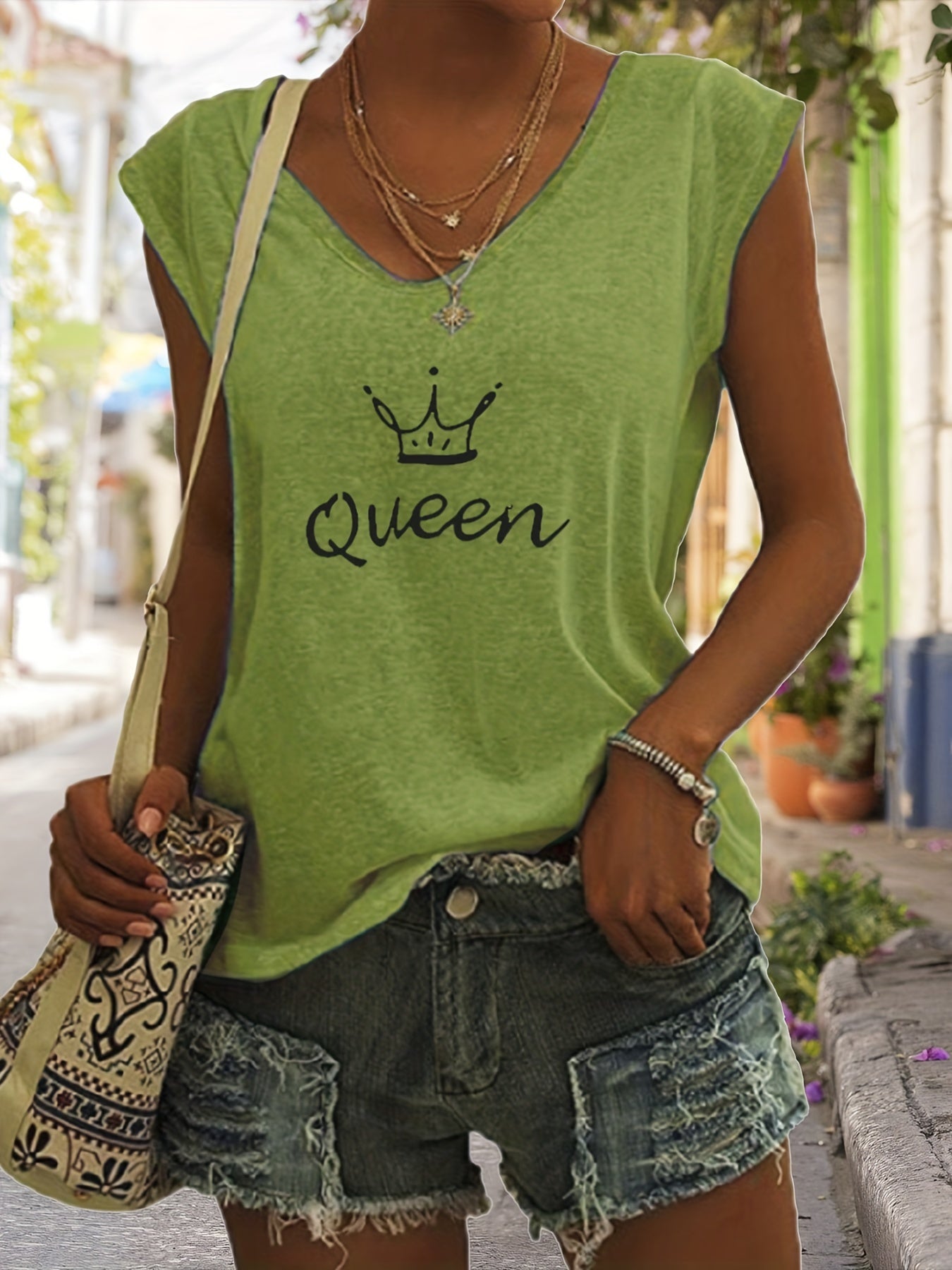 Sleeveless V Neck Tank Top for Women Summer Clothing