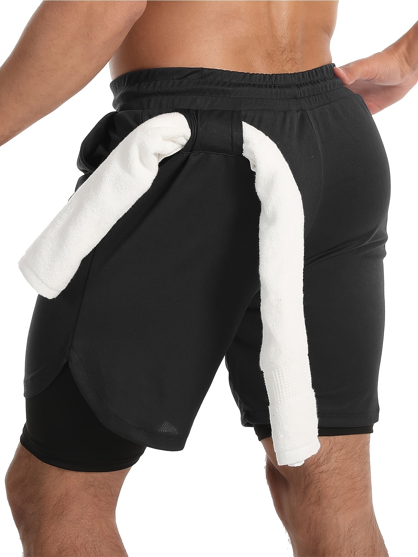 Men's Double Layer Sports Shorts With Inner Pocket for Gym Workout