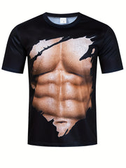 Men's 3D Pattern Graphic Active Tee Top Short Sleejson Slightly Stretch
