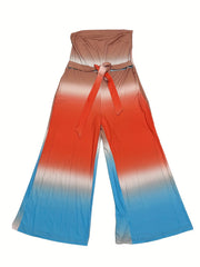 Women's Plus Ombre Print Long Sleeve Cardigan & Tube Jumpsuit Set